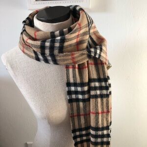 Classic Tan, Black and Red Plaid Fringe Scarf